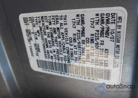 2008 Nissan Rogue Sl из США, поврежденный, VIN JN8AS58T78W006465